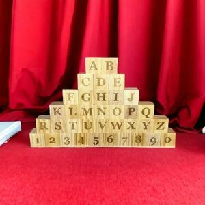 New - Alphabet Wood Block with Numbers